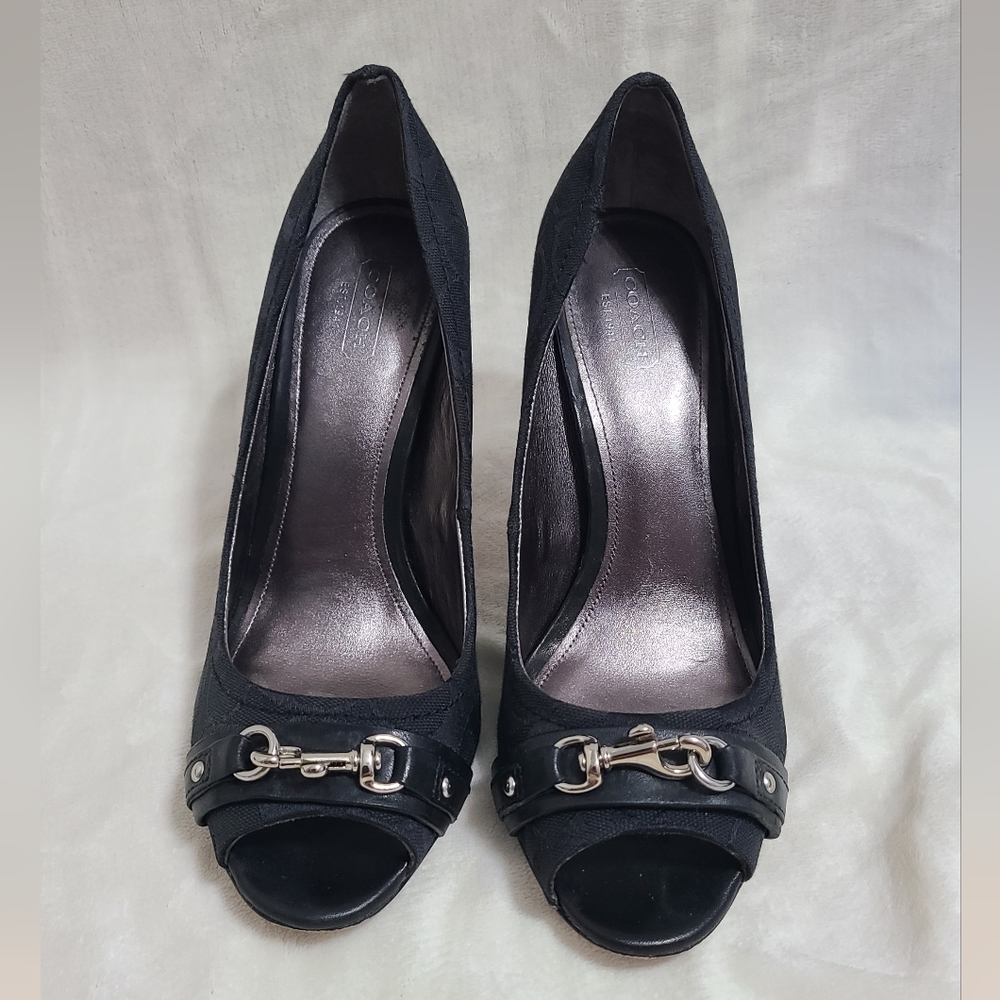 Coach Black Peep Toe Heels